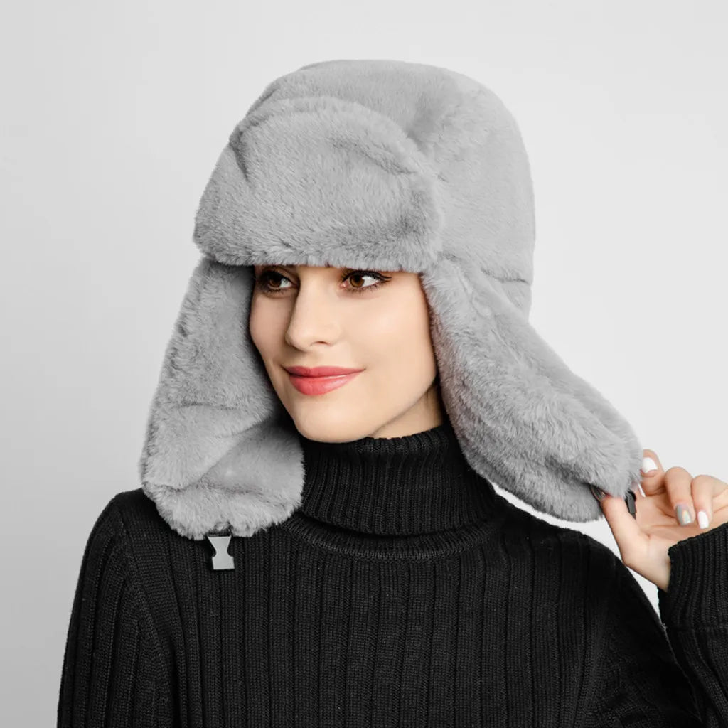 Real Rabbit Fur Earflap Russian Cap