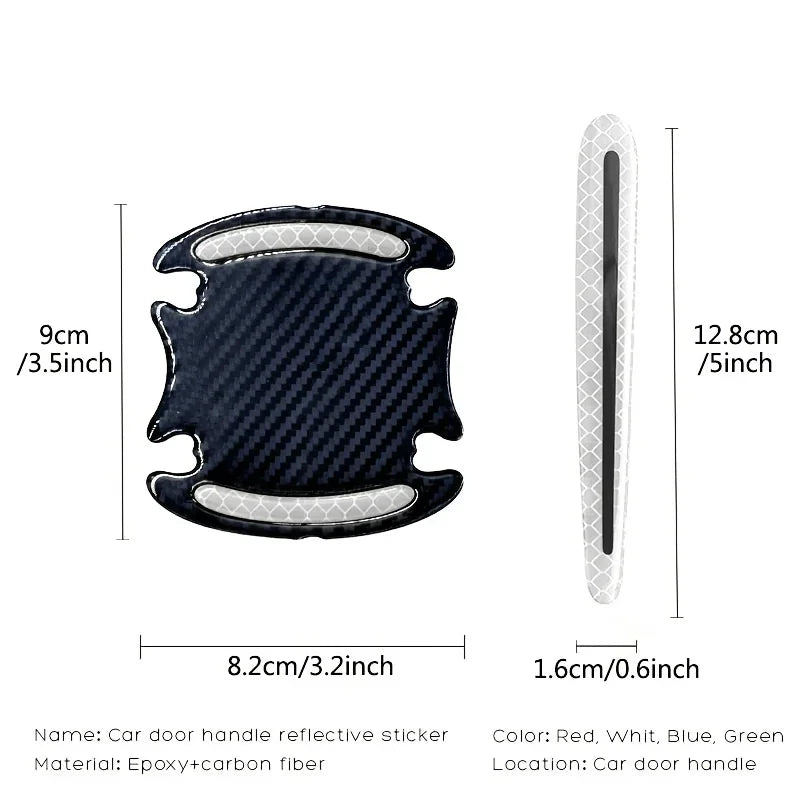 8-piece 3d Reflective sticker strip door handle
