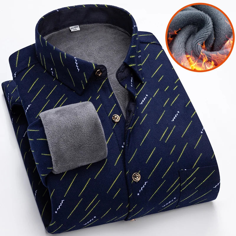 Men Business Plaid Shirt Long Sleeve