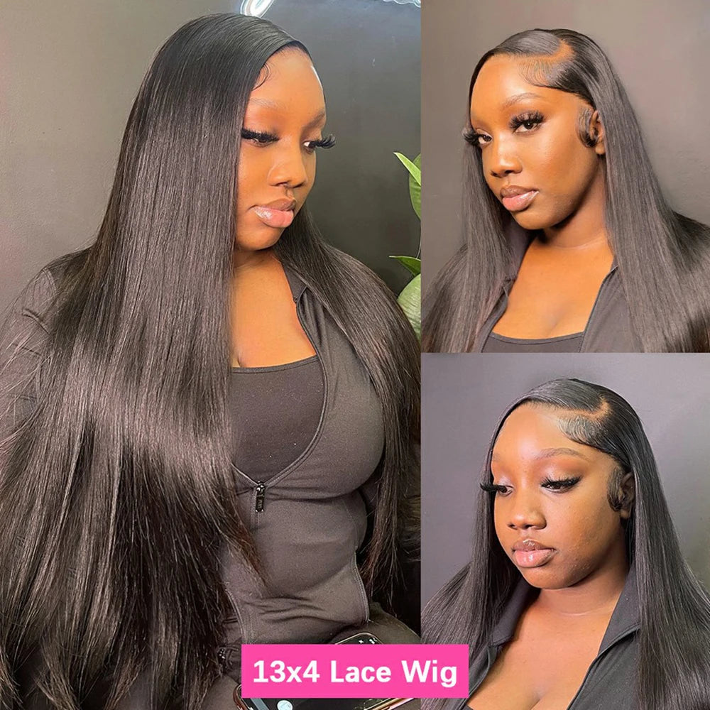 Bone Straight 100% Human Hair 13x6 360 lace Frontal 30 32 36Inch Wig