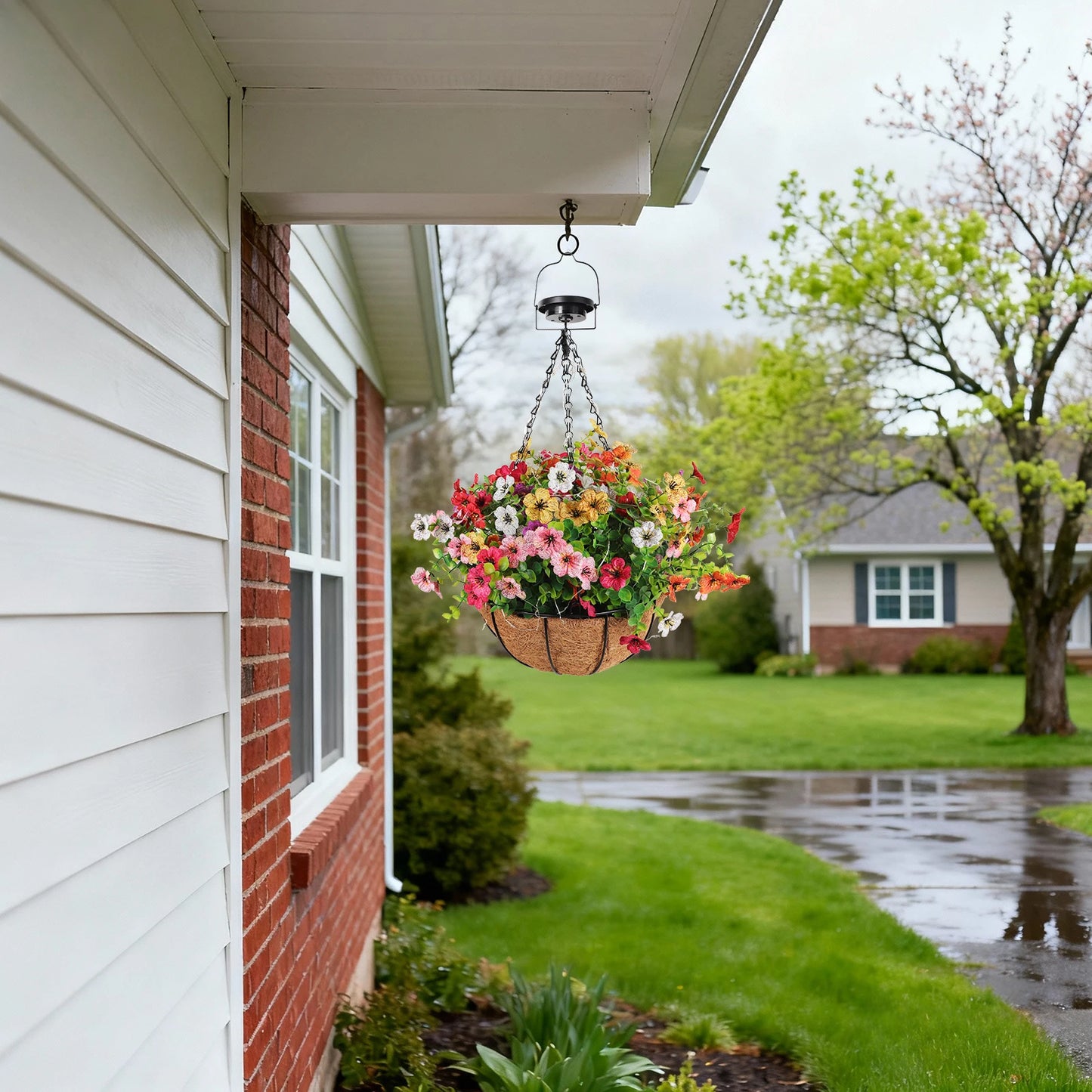 Solar-Powered Hanging Flower Basket