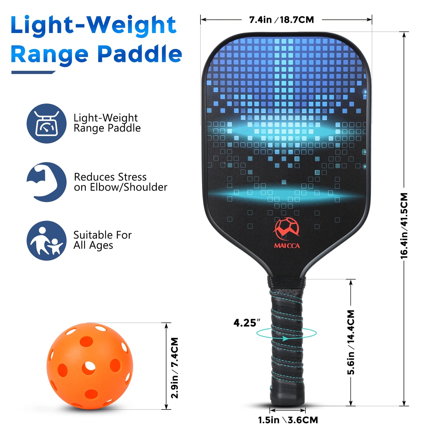 Pickleball Set Honeycomb Core 4 Balls Indoor Outdoor