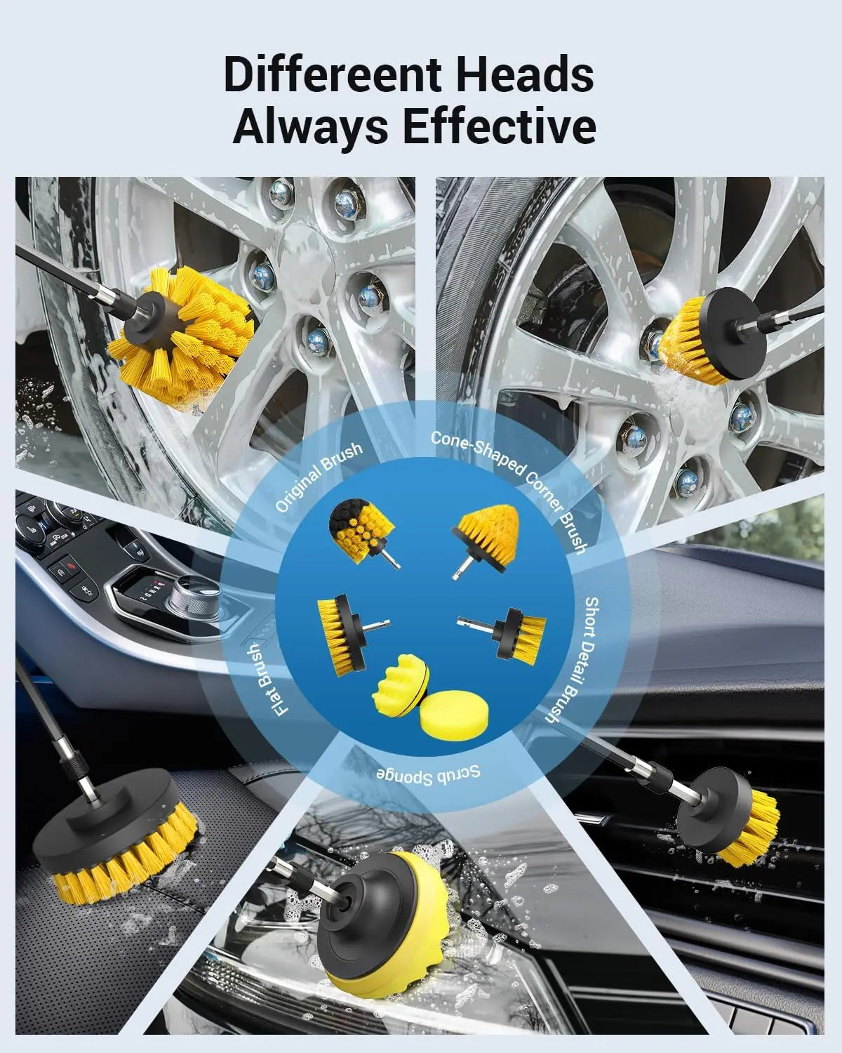 30PCS Car Detailing Kit with Drill Brush Attachments & Portable Box