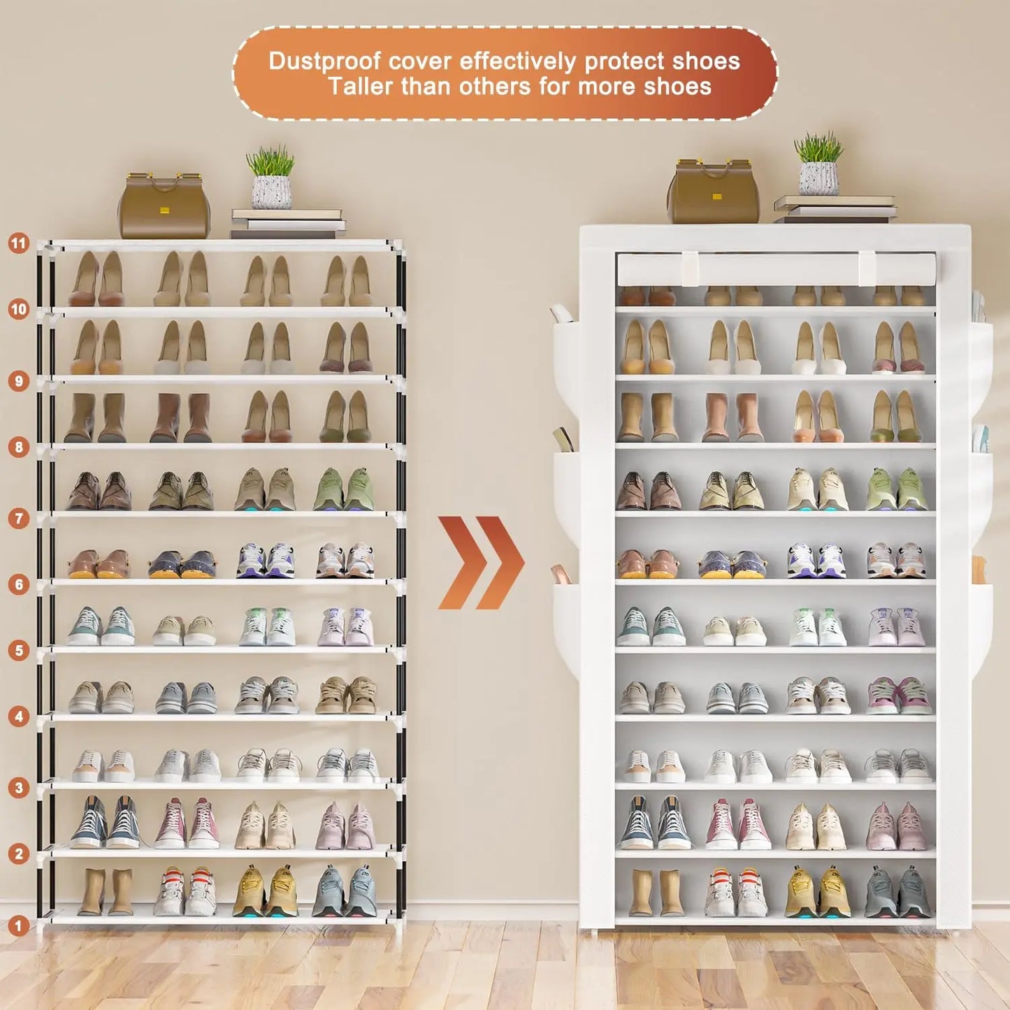 10-Tier Large Capacity Shoe Rack Holds 50-56 Pairs