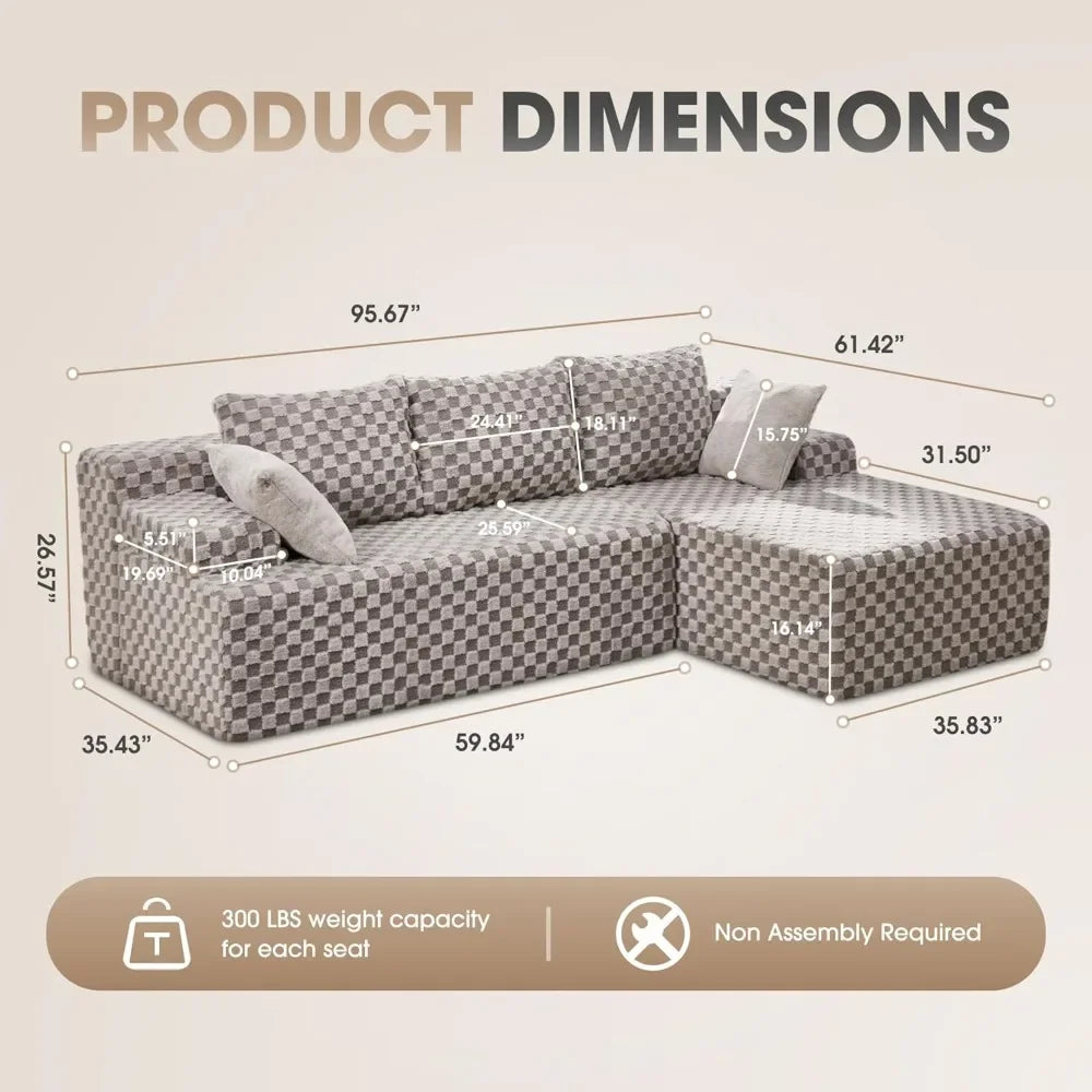 L-Shaped Modular Sofa Memory Foam Sectional