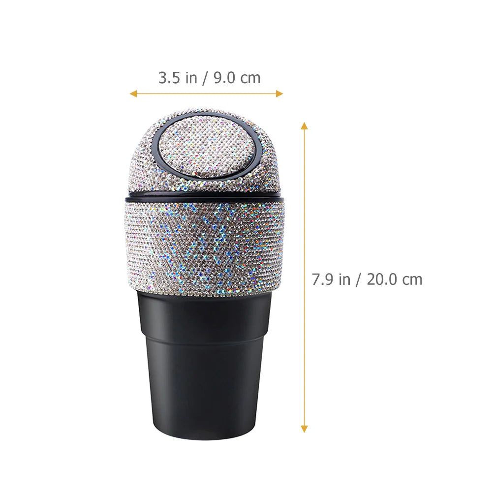 Car Trashcan with Lid Bling Rhinestone