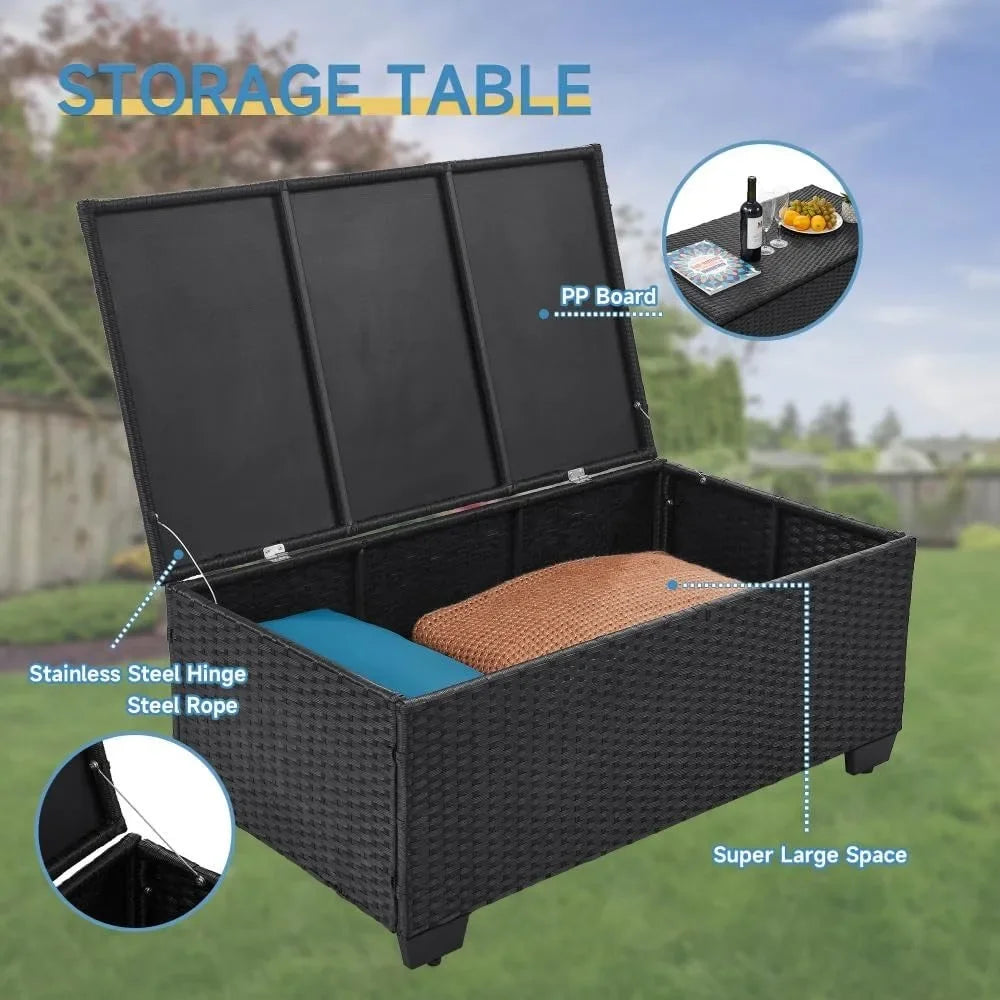 6 Pieces Outdoor Patio Furniture Sets with Furniture Cover
