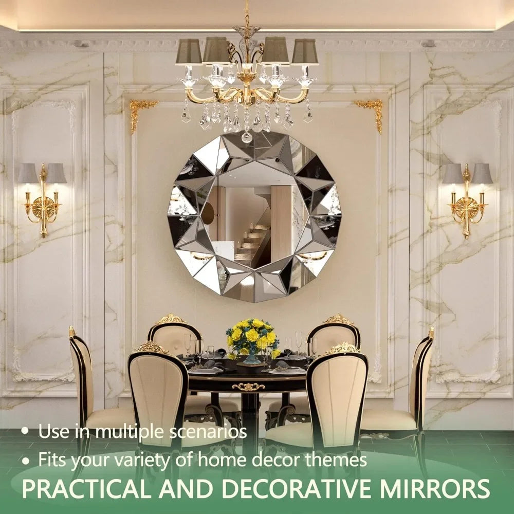 32-Inch Beveled Edge Frameless Wall Mount Round Mirror