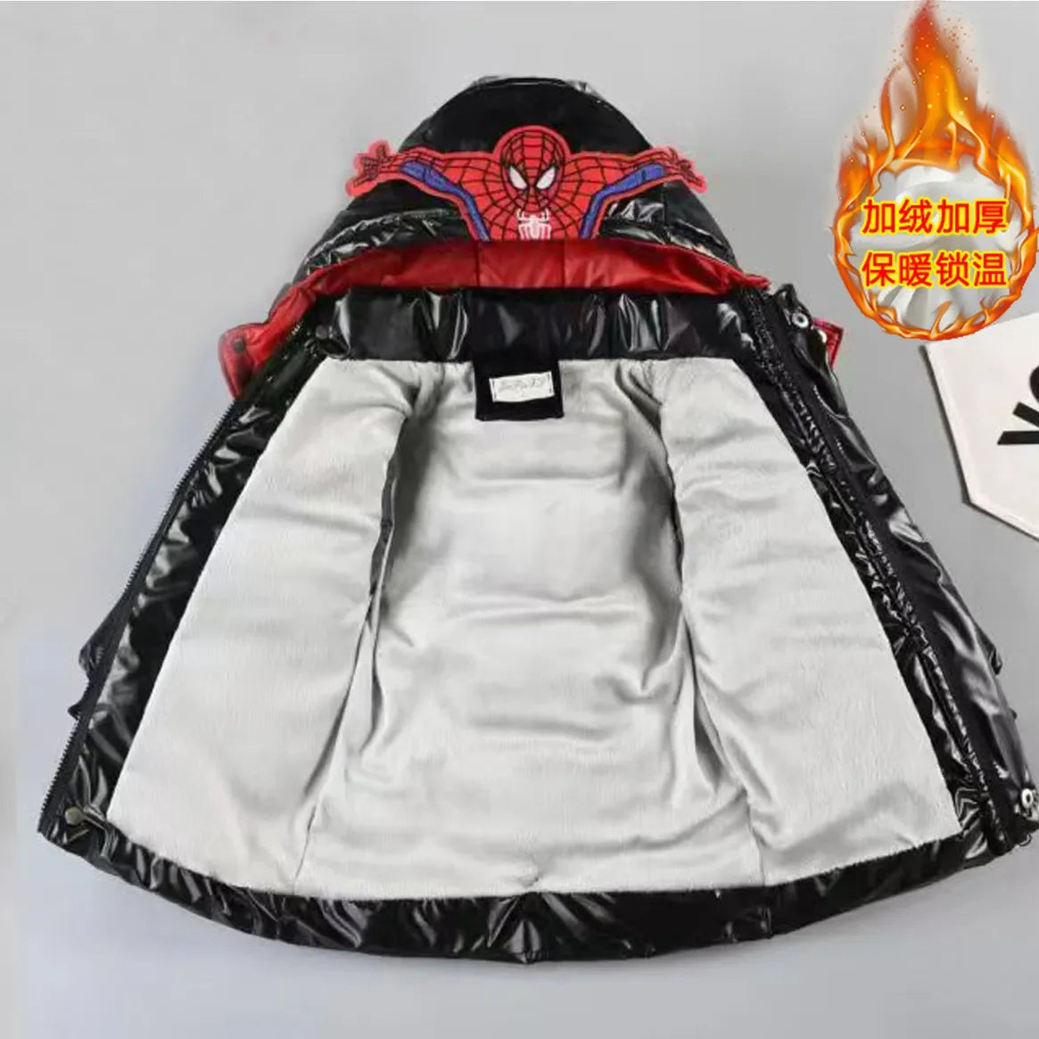 Spiderman Thicken Cotton-Padded Hooded Parka