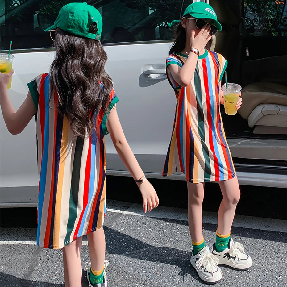 Girls Dress Striped Pattern Summer Dress
