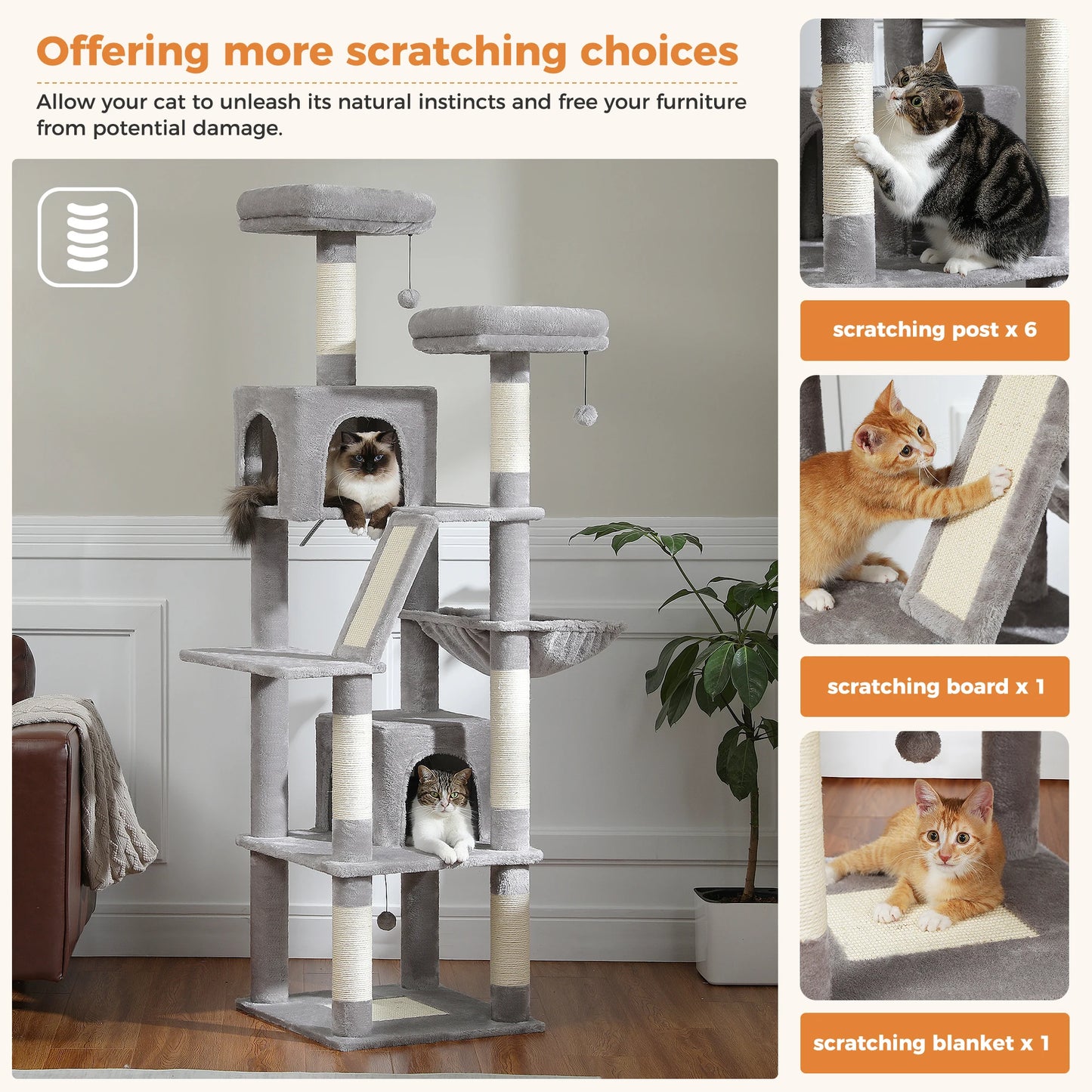 Multi-Level Cat Tree with Scratching Posts