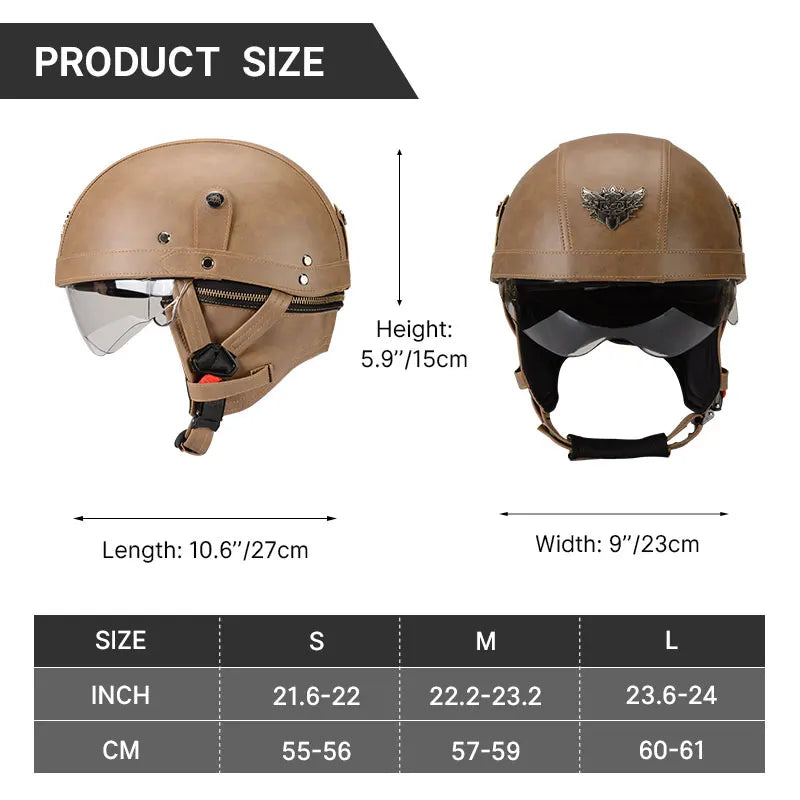 Vintage Half Face Motorcycle Helmet Unisex