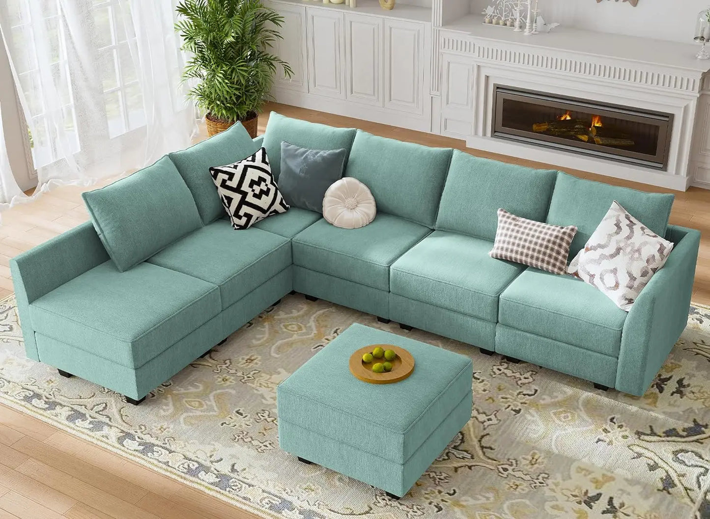 Modern Fabric Middle Module Customizable Sectional
