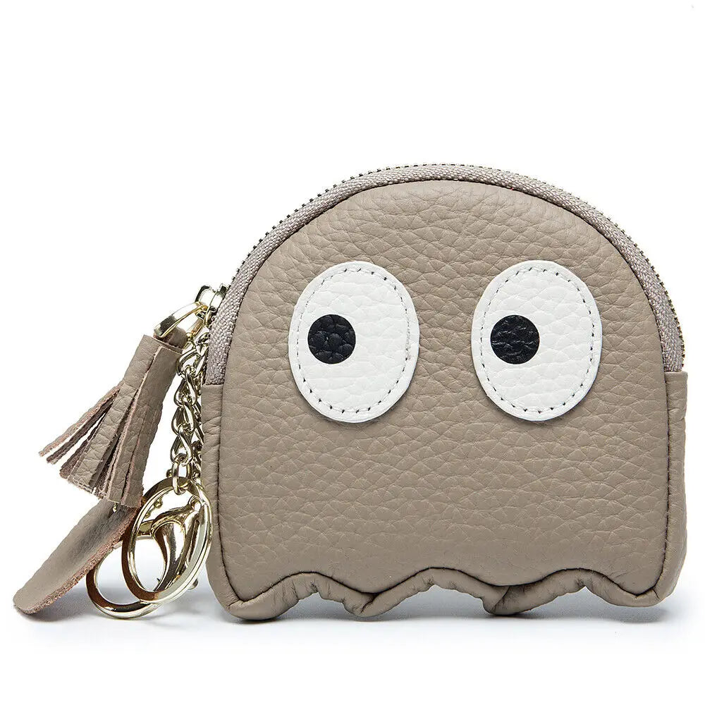 Cute Cartoon Genuine Leather Mini Coin Purse with Keychain