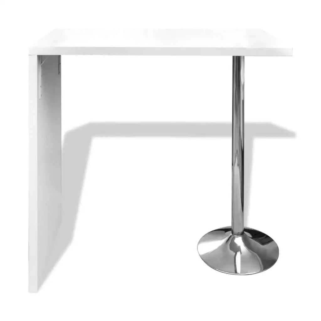 High Gloss White Bar Table with Single Steel Leg