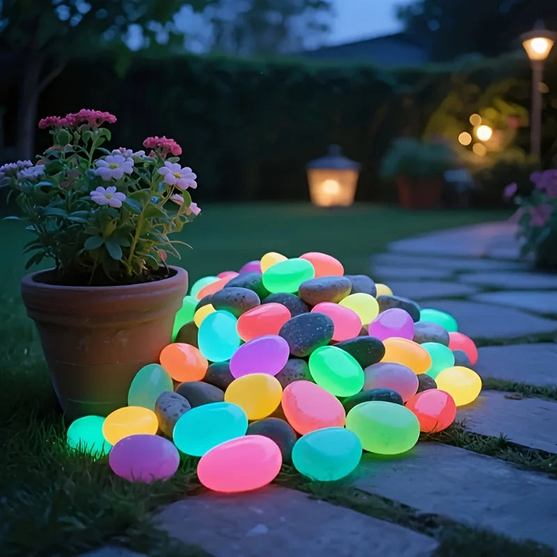 5/10 Pcs Luminous Pebbles 4.5cm Diameter Garden Landscape
