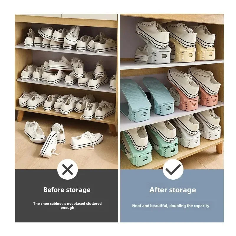 10Pcs Shoe Space Saver Double Deck Rack