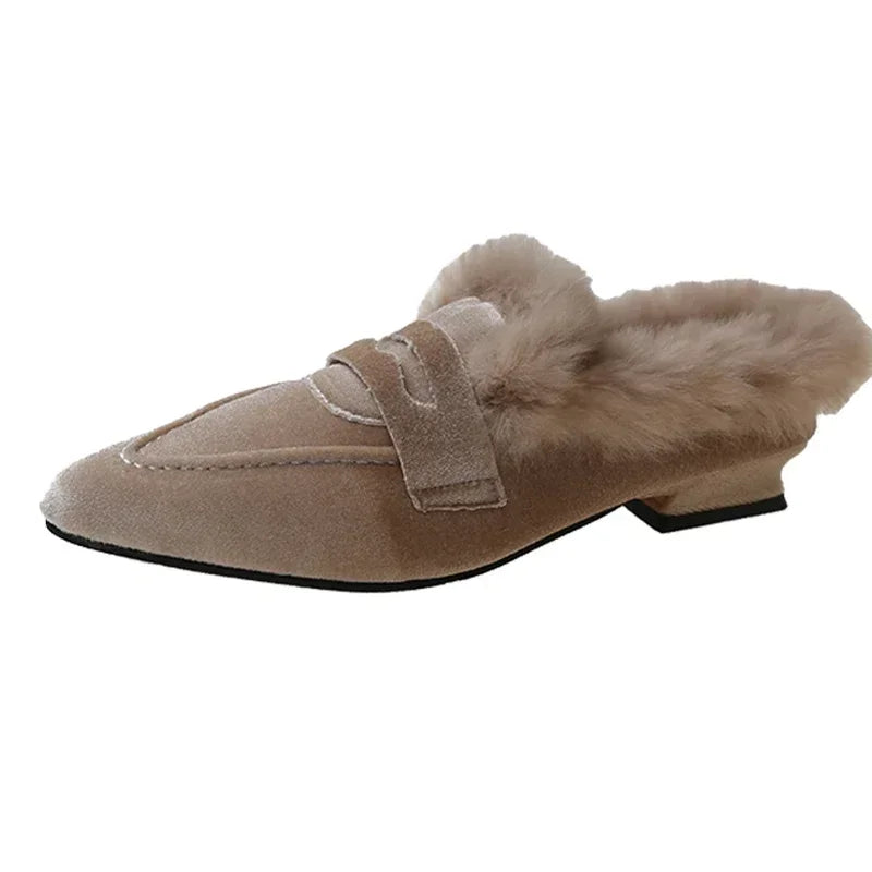 Pointed Toe Suede Plush Ladies Shoes