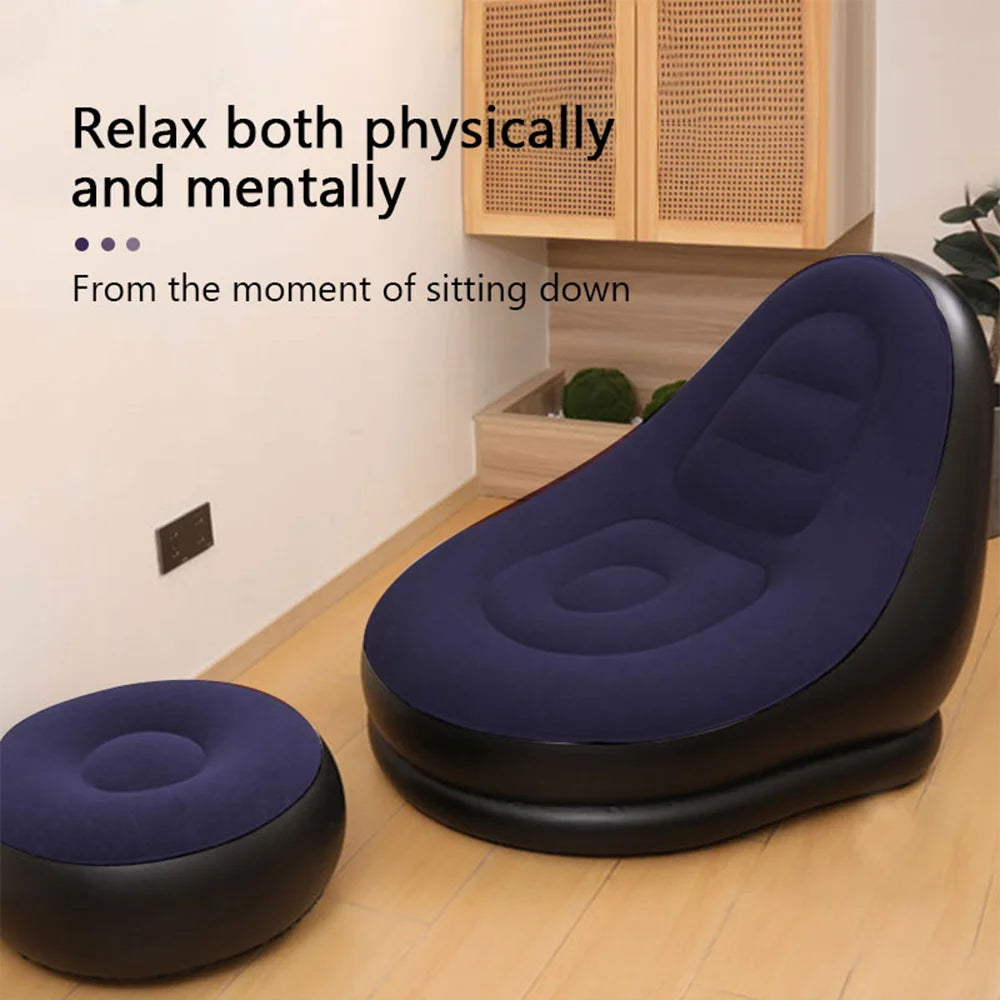 Inflatable Leisure Bean Bag Sofa w/Footstool