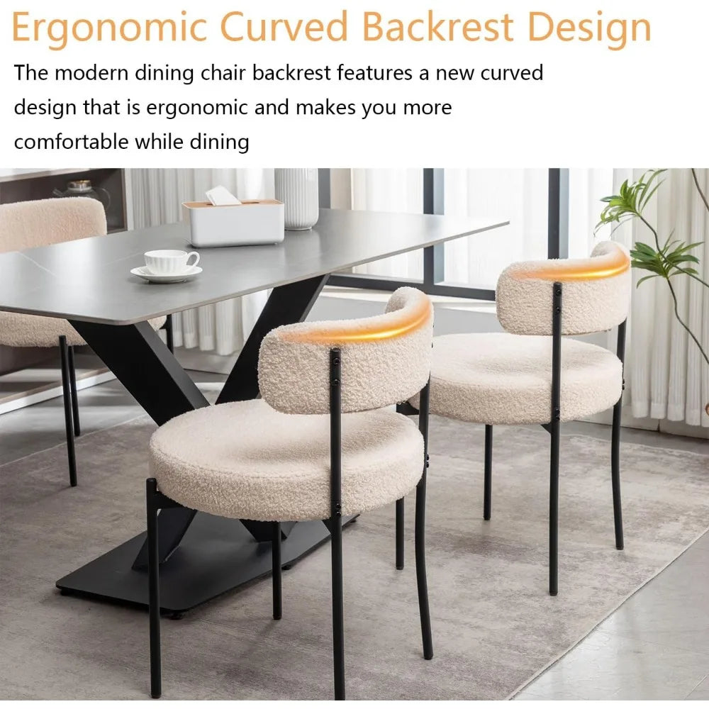 Set of 4 Round Modern Upholstered Dining Chair