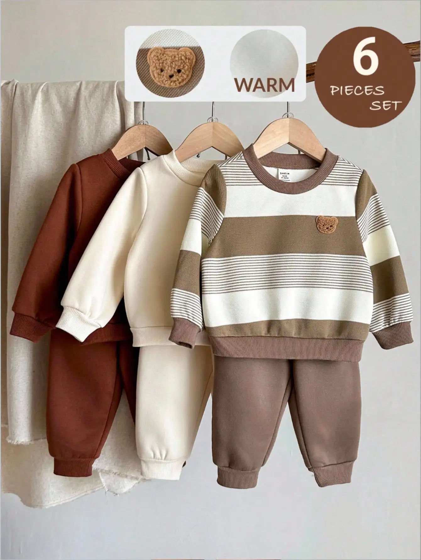6pcs Set Baby Boy & Girl Cute Cartoon Outfits