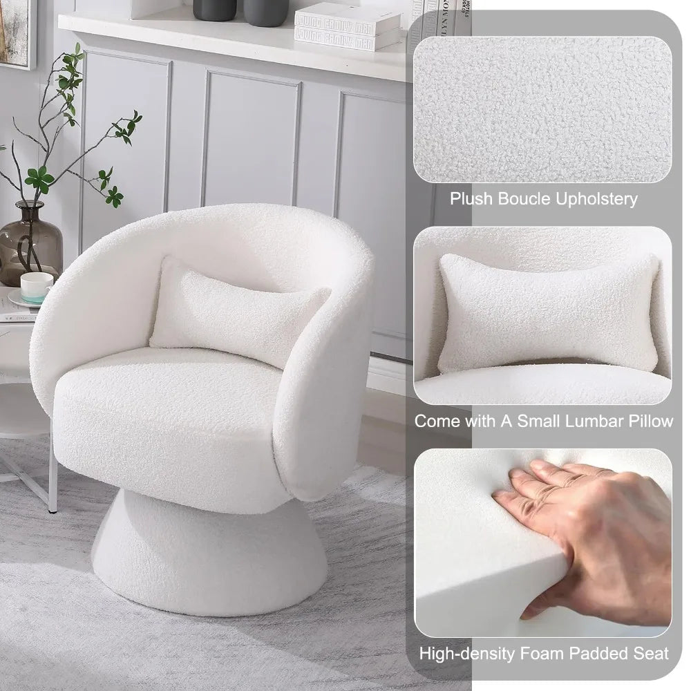 Swivel Chairs Set of 2, 360°Swivel Accent Chair Pillow & Round Back