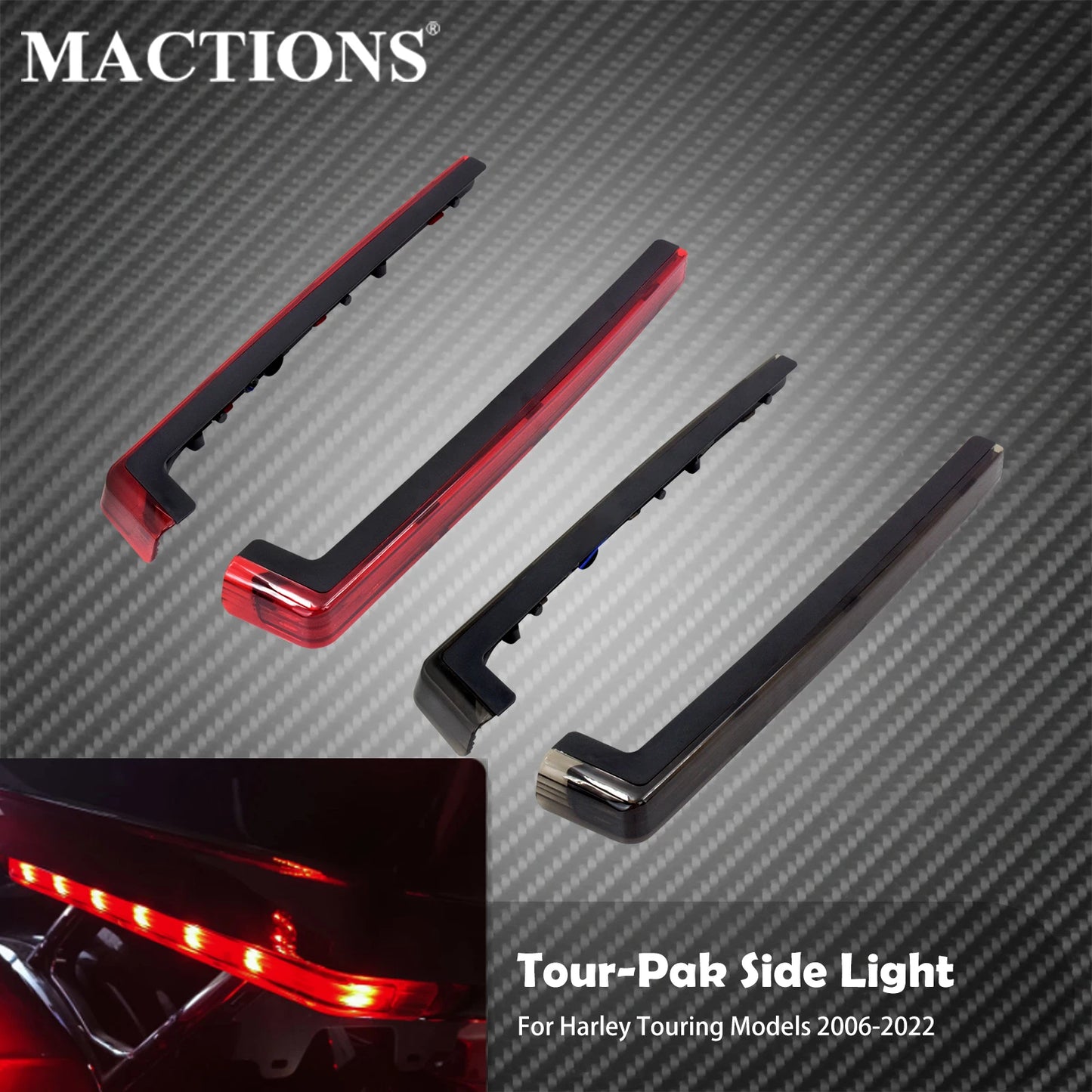 Motorcycle Tour Pak Pack Accent Side Panel LED Light For Harley