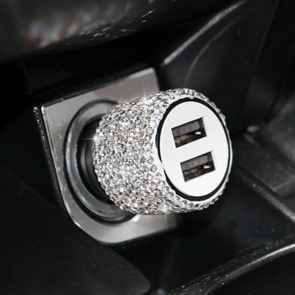 Bling Dual Port Fast Adapter Pink Diamond Accessories for Women