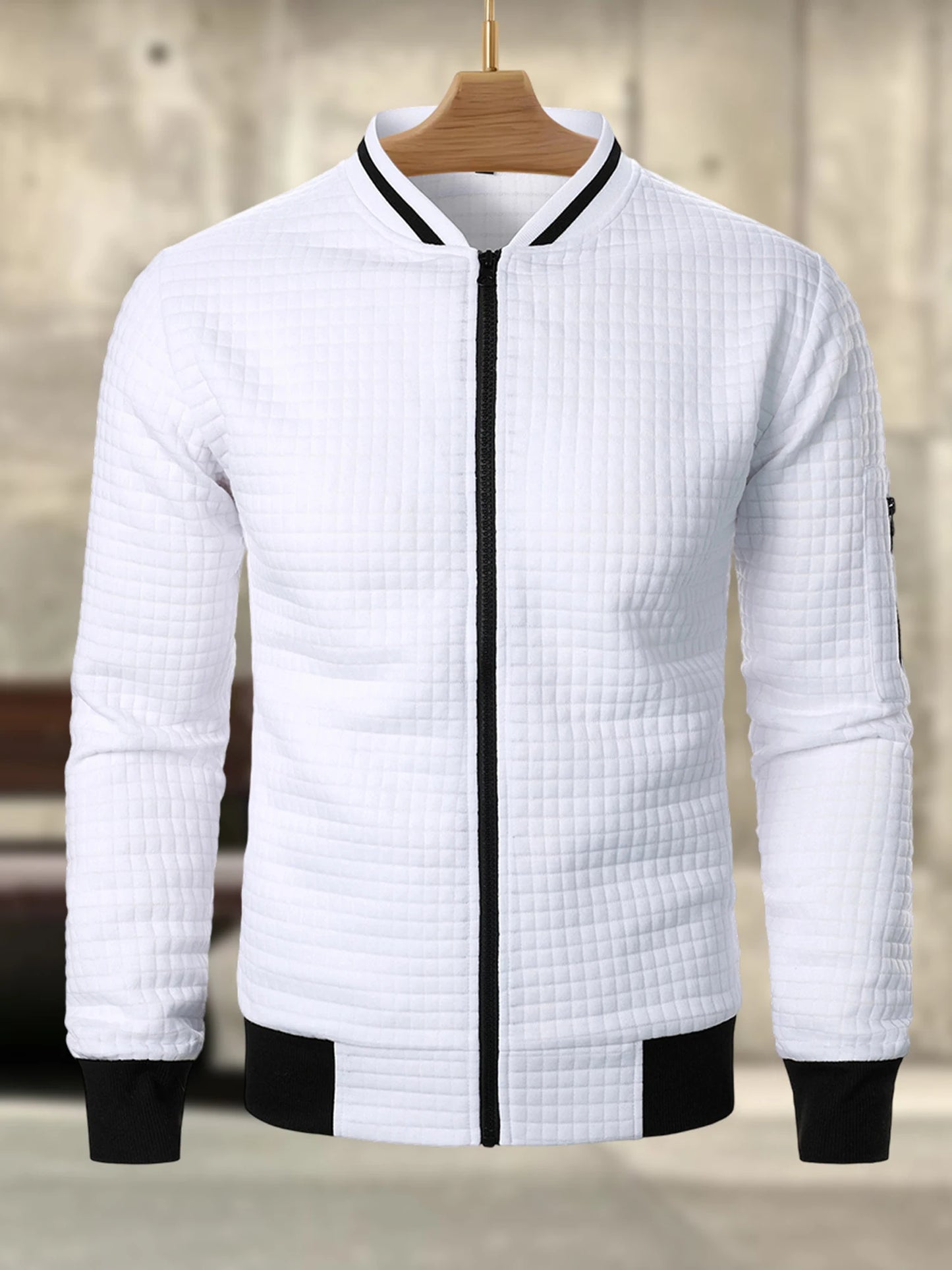 Zip Up Lightweight Jacket with Contrast Color Detail