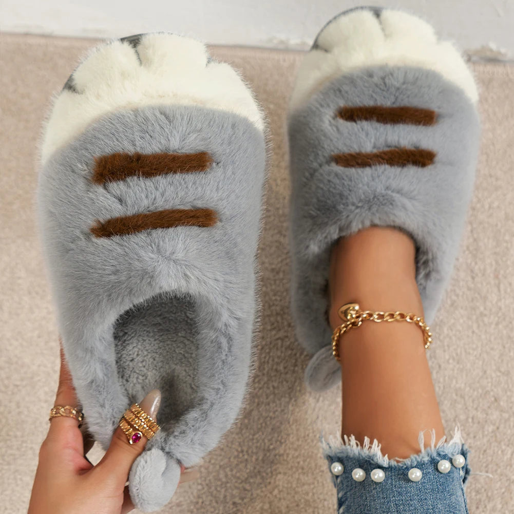 Cat Paw Plush Slip-on House Shoes