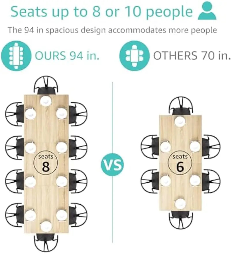 8 to 10 Person 94" Expandable Dinning Table