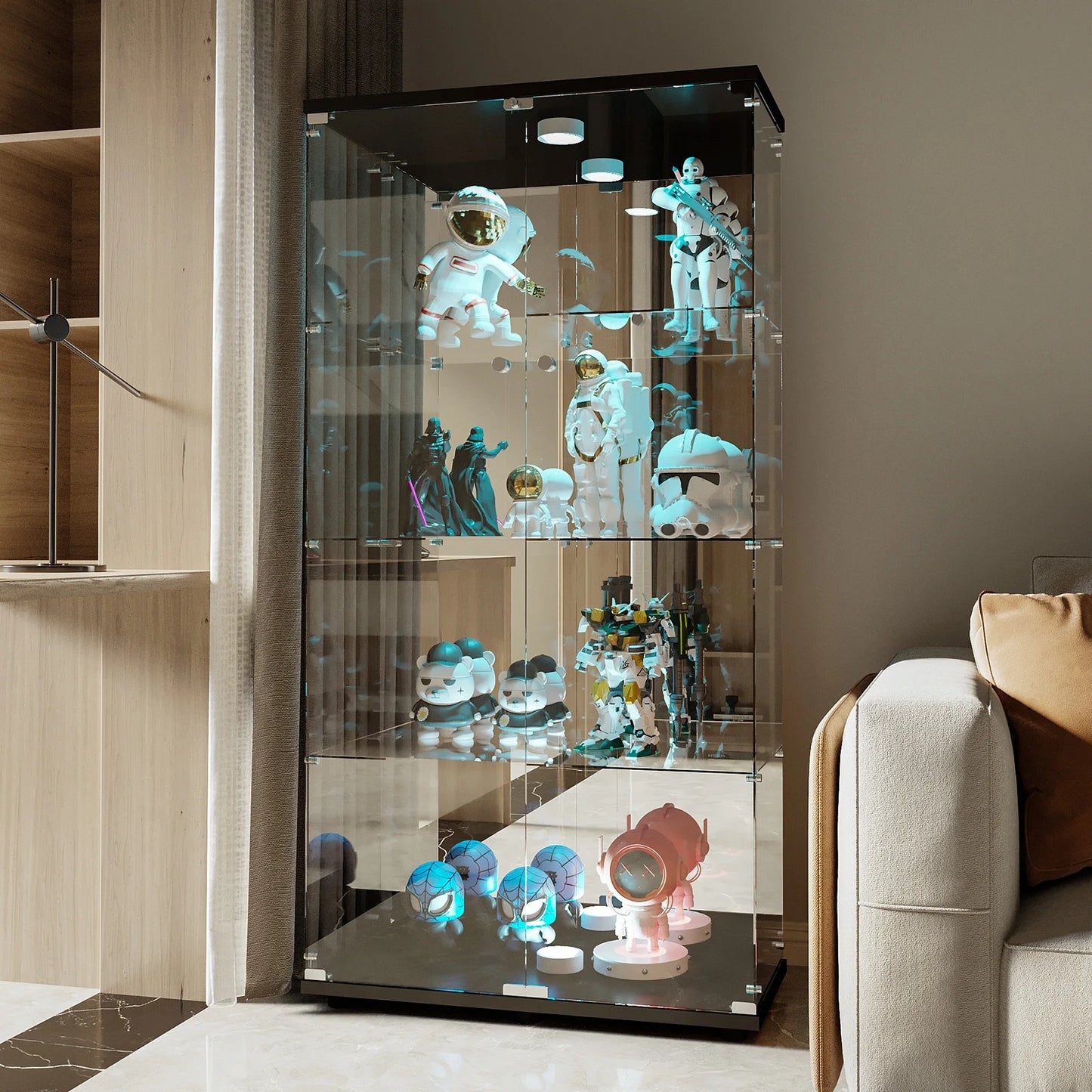 Glass Display with Light Showcase Wine Cabinet