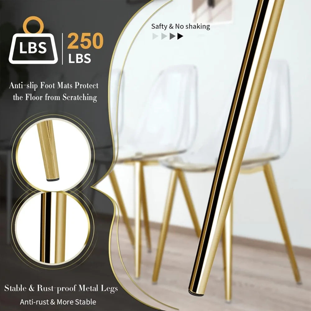 Gold Clear Round Glass Dining Table Set for 4 36''