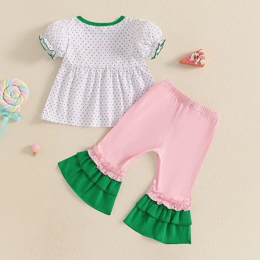 2PC Floral Print Top Ruffle Trim Elastic Waist Shorts