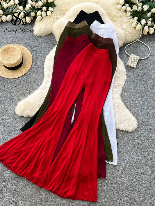 Sheer Mesh Stretchy Flare Pants