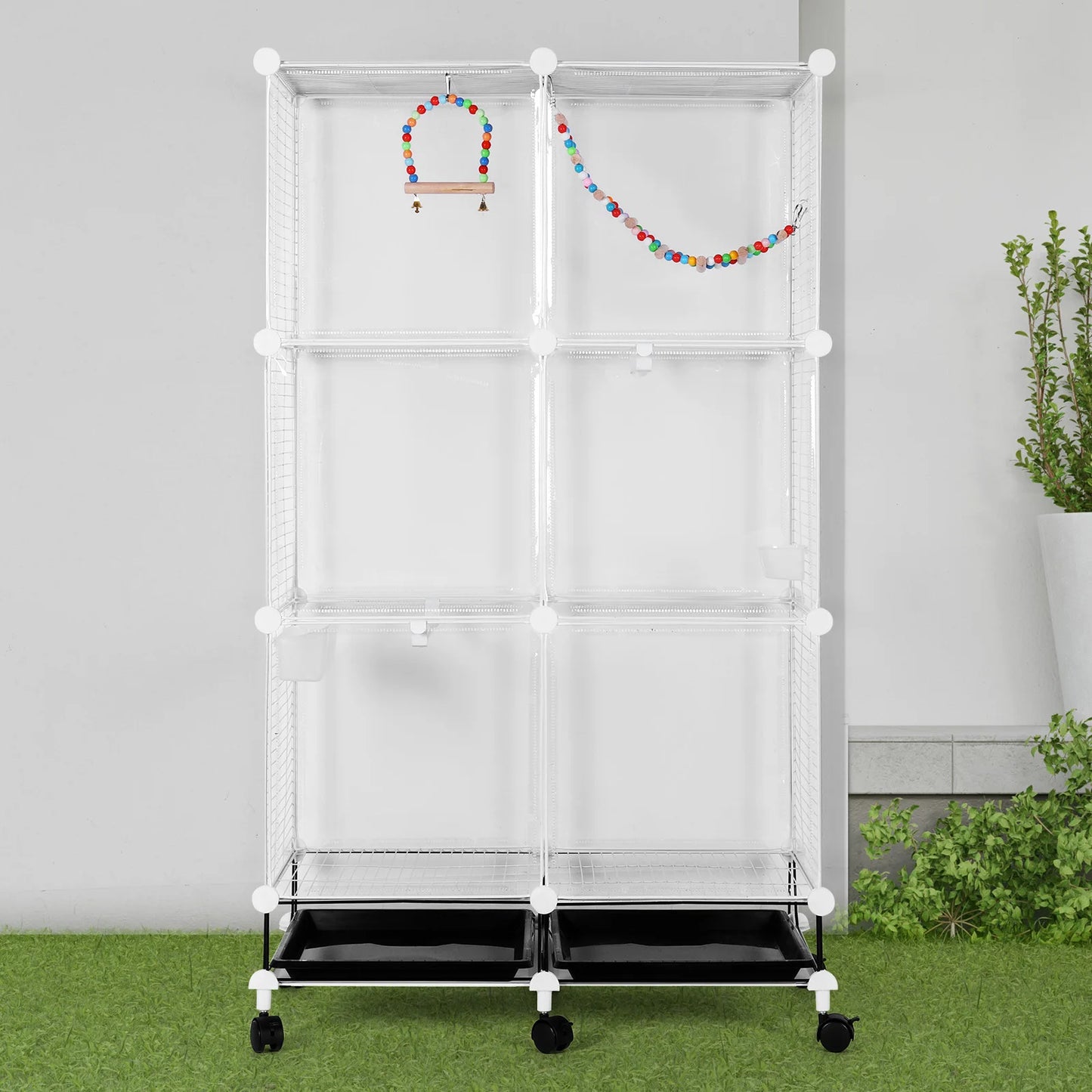 Bird Cage Universal with Wheels Stand Tray Swing Ladder