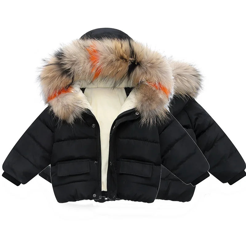 Hooded Childrens Outerwear Warm Down Jacket