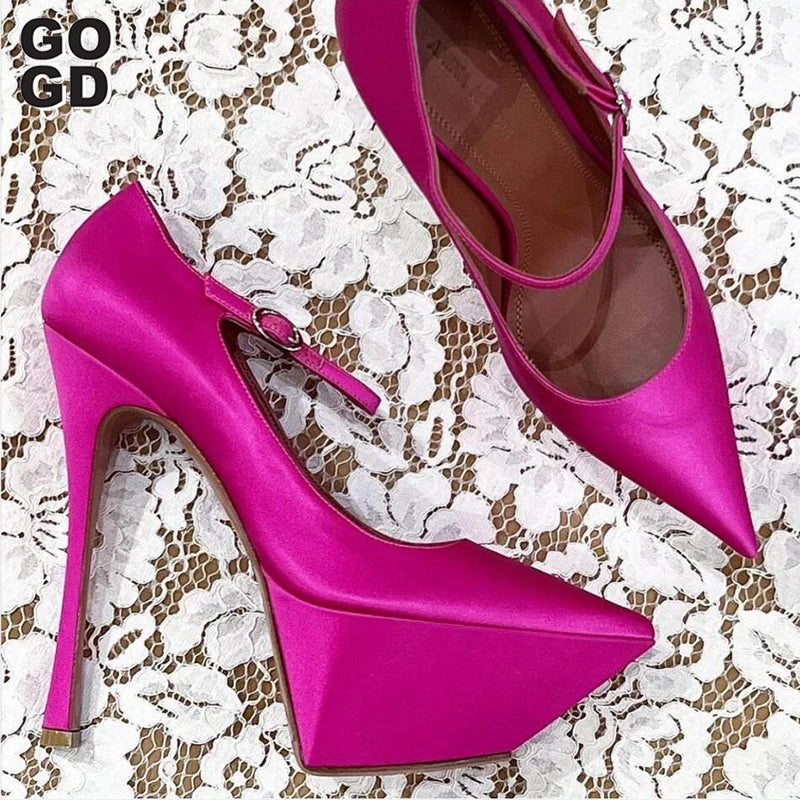 Platform Pumps New Design Luxury Thin Pointed Toe High Heels