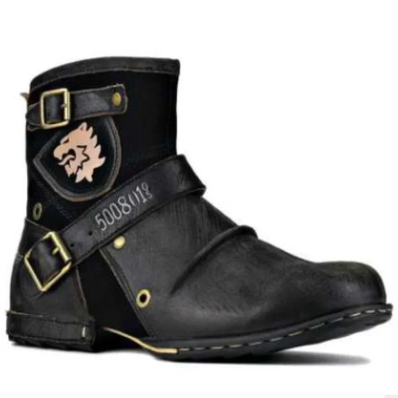 Round Toe European Retro Men's Leather Boots