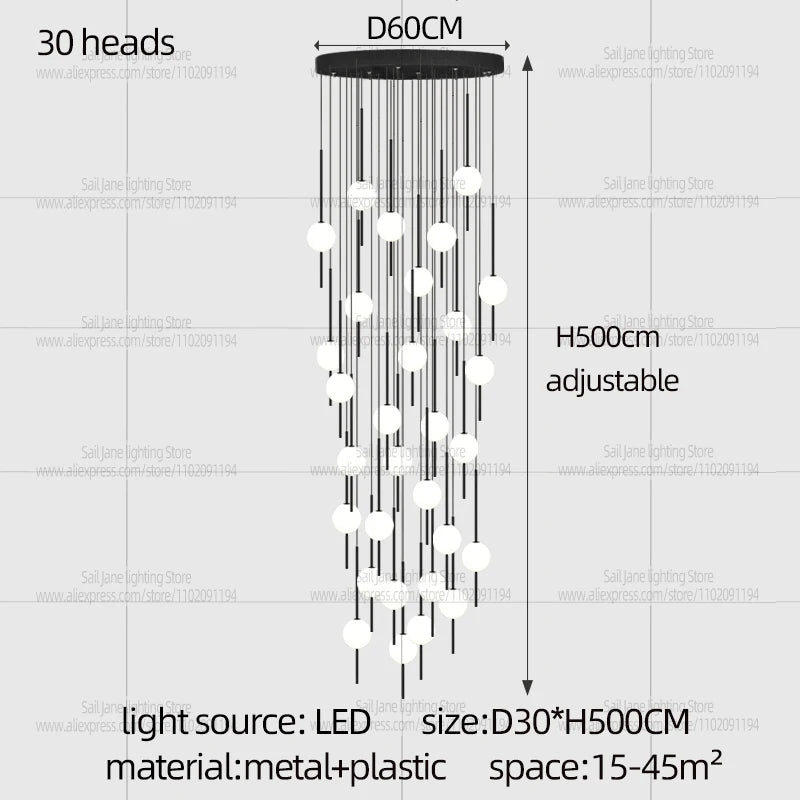 Modern LED Hanging Staircase Chandelier