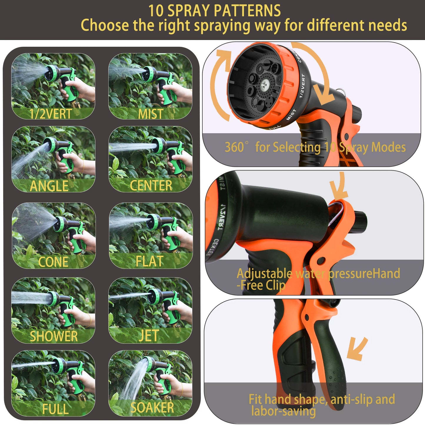 Expandable Garden Hose with 10 Function Spray Nozzle