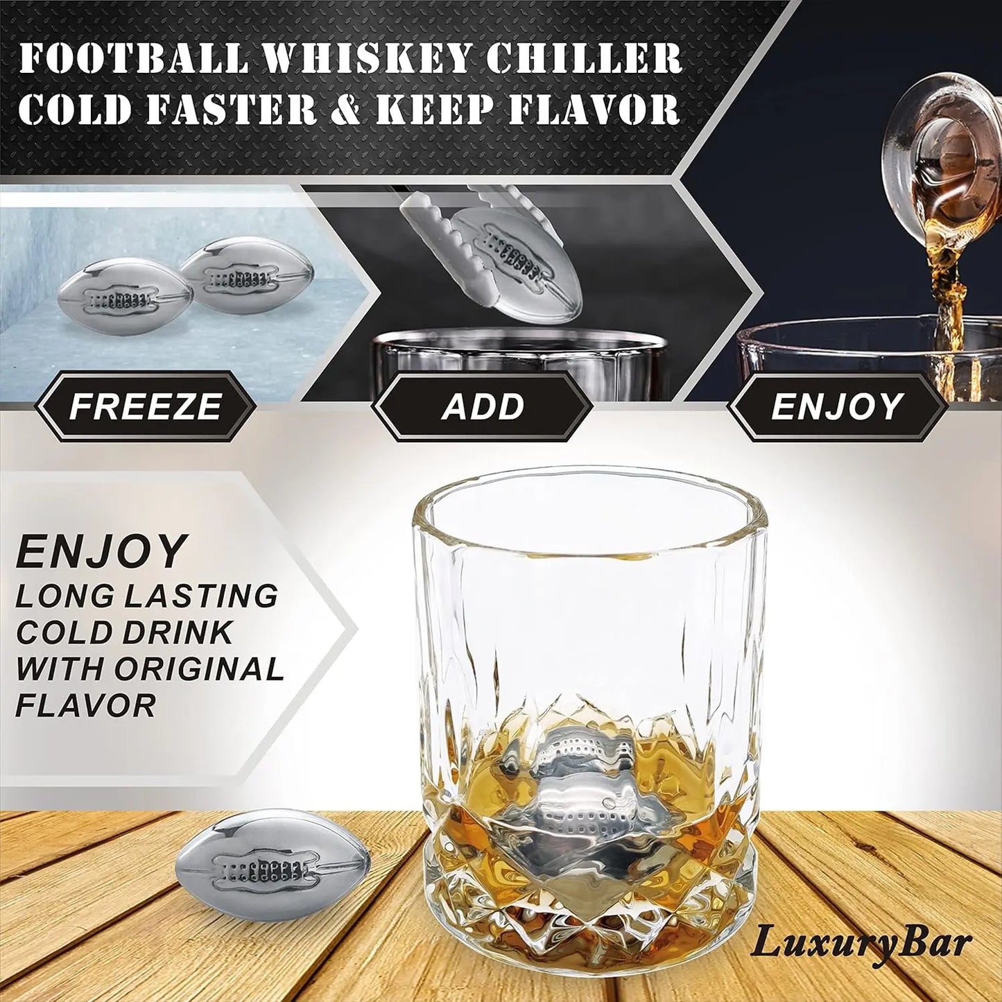 Football Whiskey Decanter Set with Glasses and Chiller