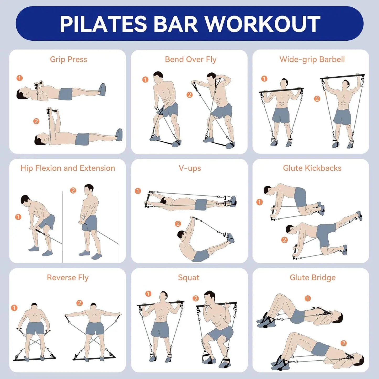 Portable Pilates Tensioner Kit with Latex Resistance Band