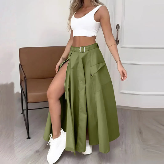 Two Piece Sleeveless Crop Tank Side Split Skirt Set