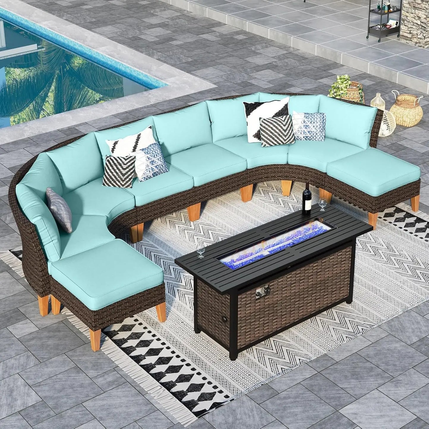 12 Piece Curved Outdoor Sectional Sofa Set