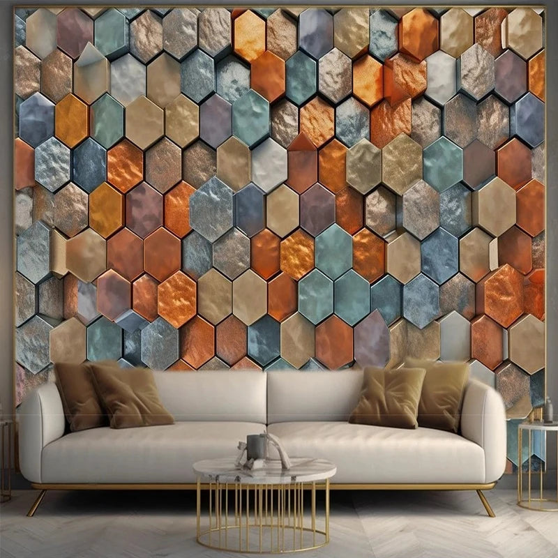 Custom 3D Mural Wallpaper Modern Colorful Marble