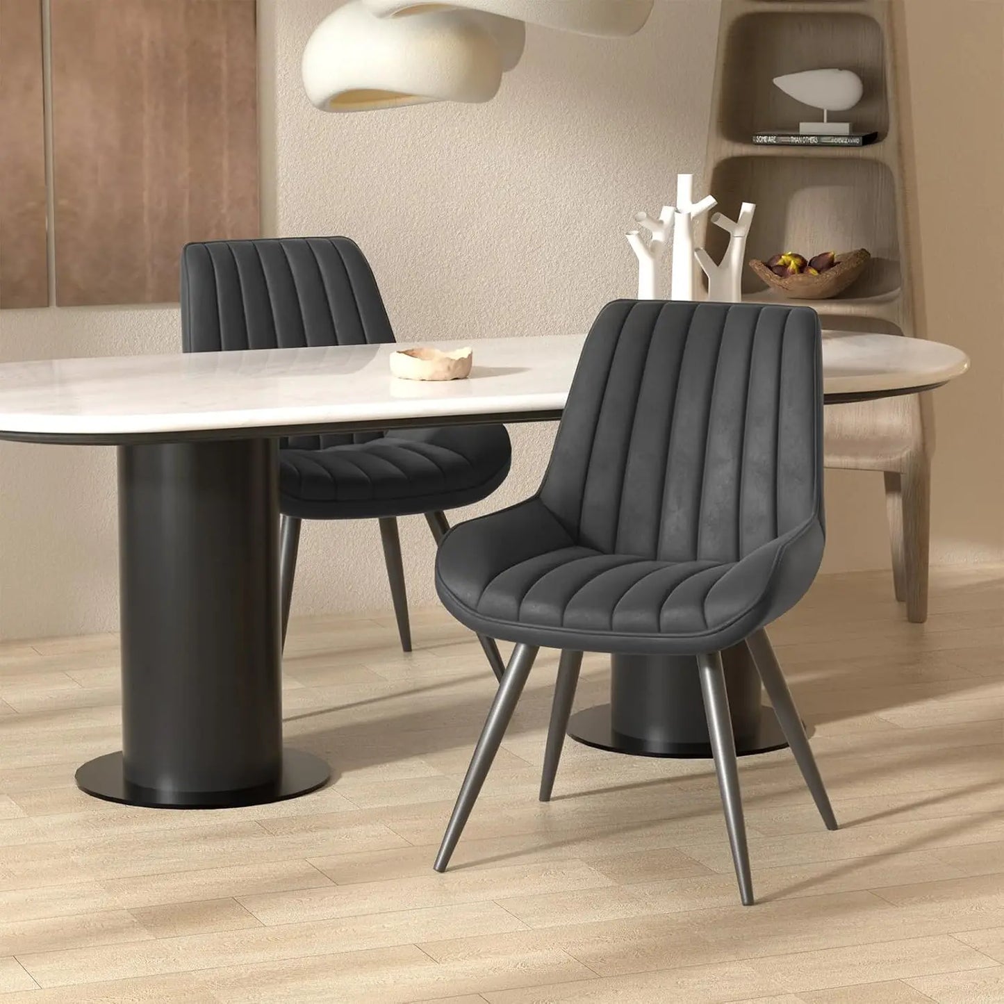 Modern Dining Set of 4, Comfy Chairs with Thick Cushions