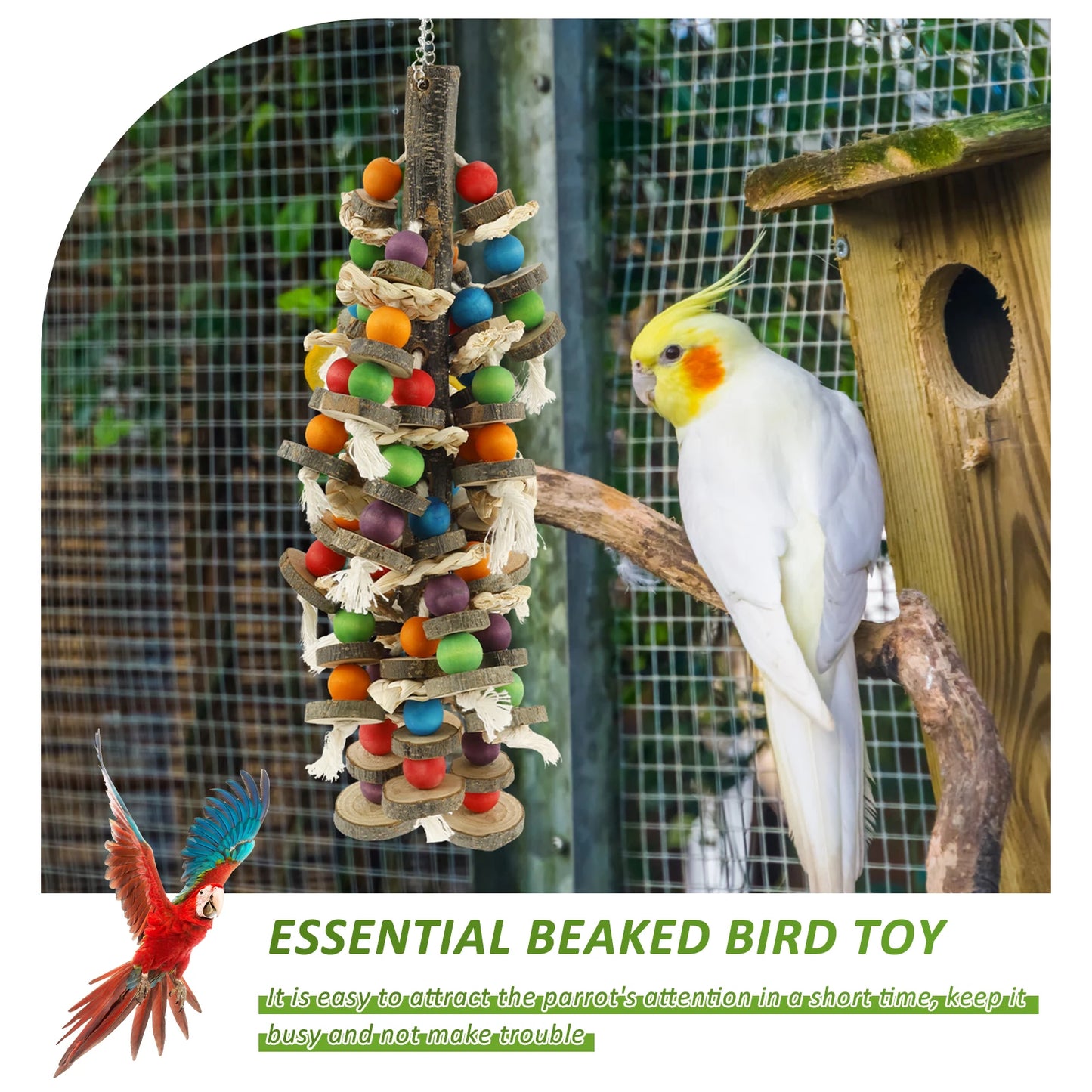 Wooden Parrot Chewing Blocks Tearing Toys