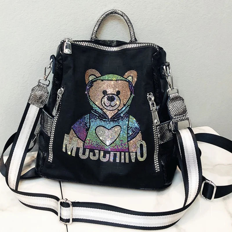 Colorful Diamonds Cute Bear Large Capacity Fashion Shoulder Bag