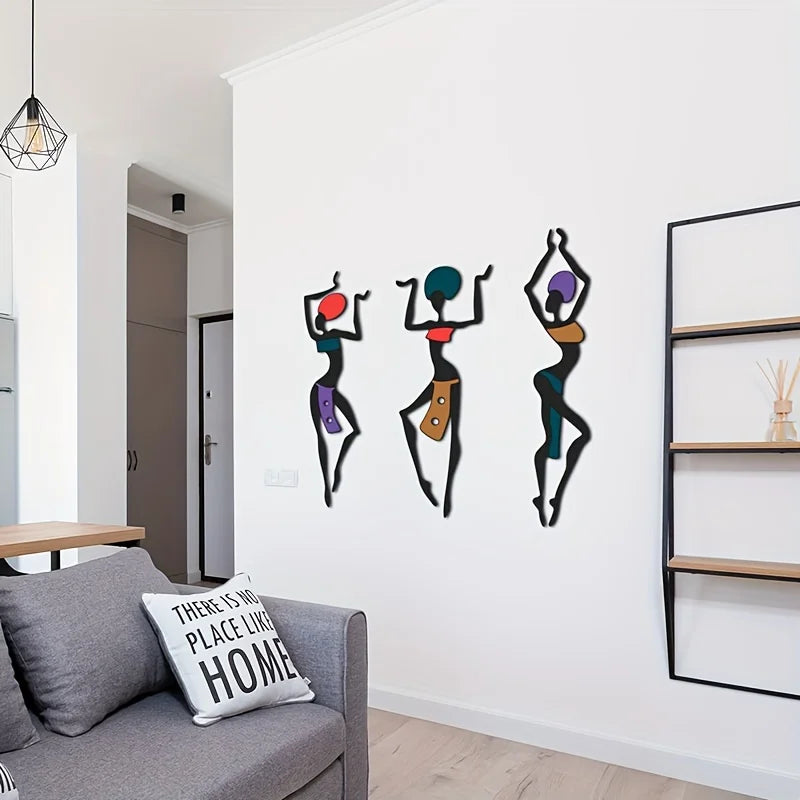 Dancing African girl ethnic style wall mural art